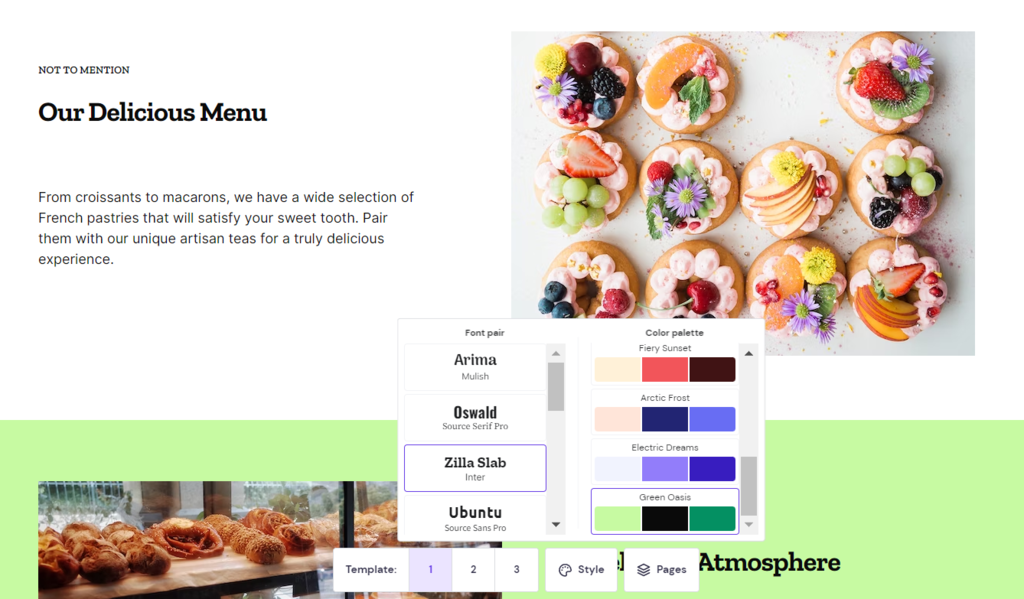 AI Builder's color palette and font selections
