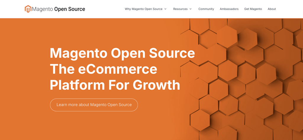 Magento Open Source homepage