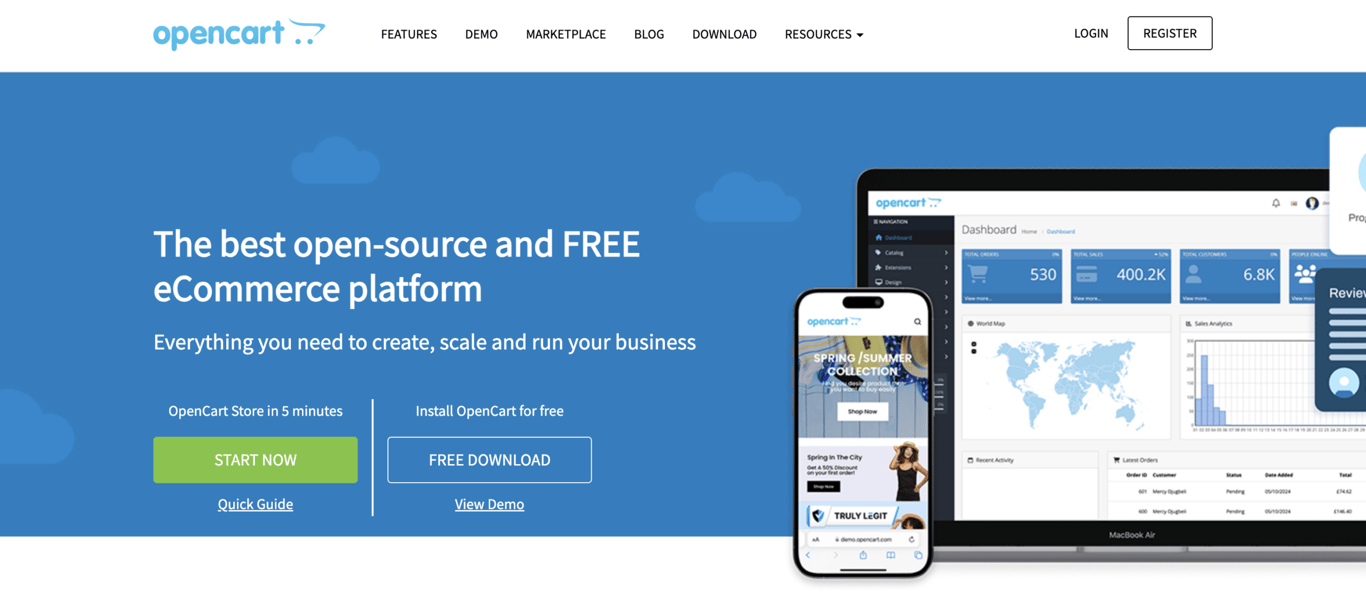 OpenCart homepage