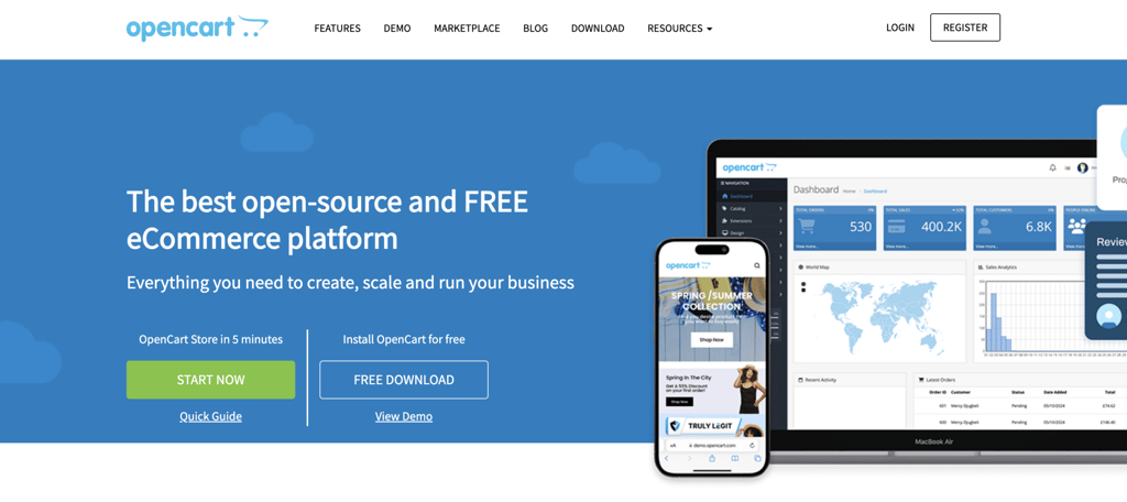 OpenCart homepage