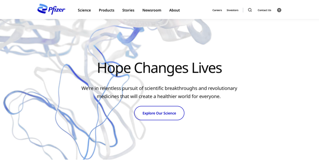 Pfizer landing page