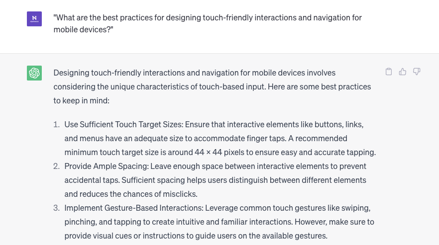 An example of an AI prompt for enhancing mobile responsiveness