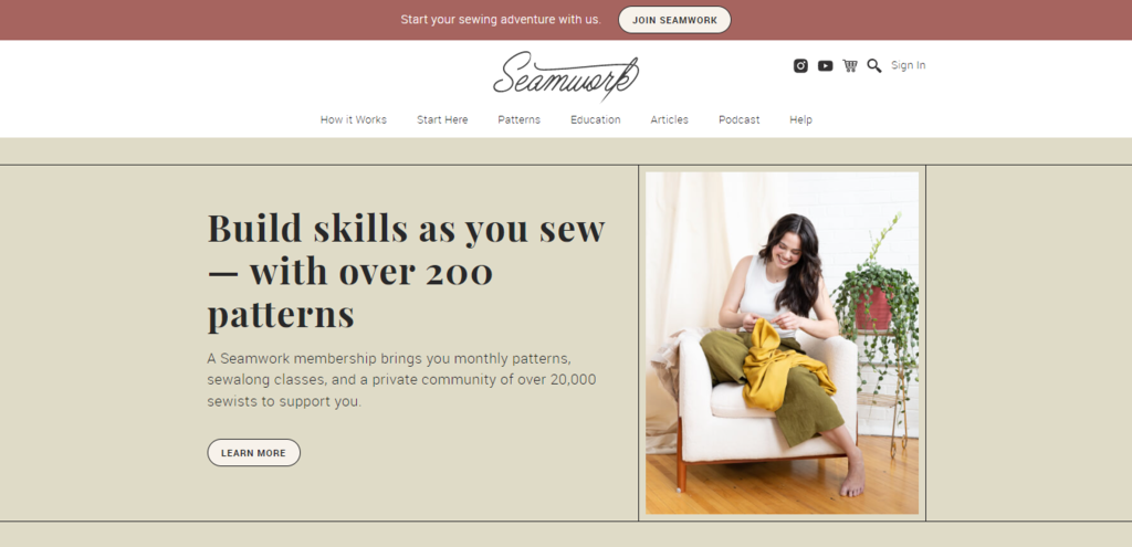 Seamwork website homepage