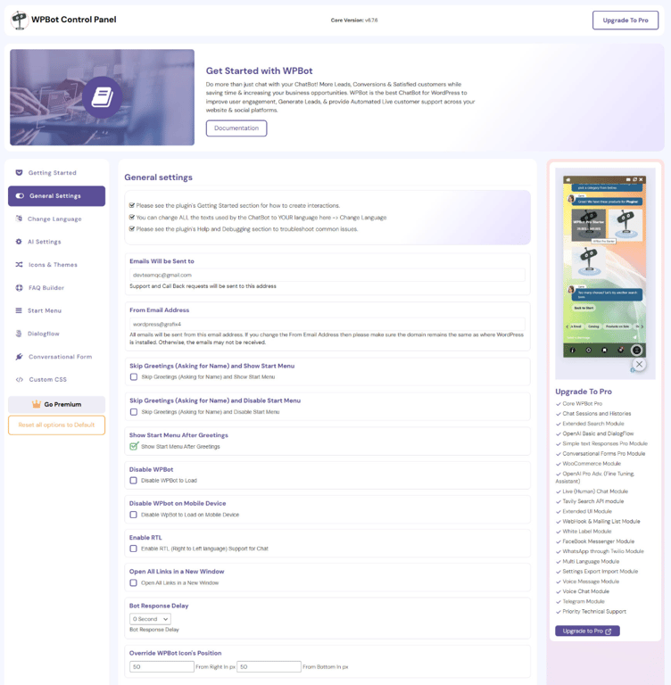 WPBot WordPress AI plugin