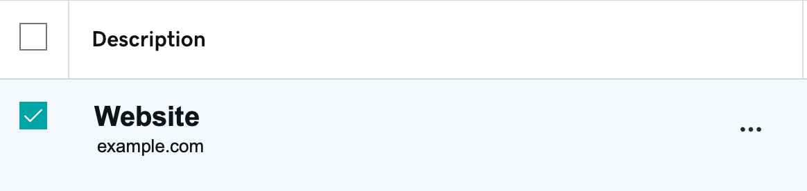 Illustration of a ticked checkbox next a GoDaddy product or domain name