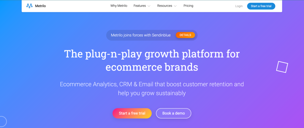 Homepage of Metrilo plugin