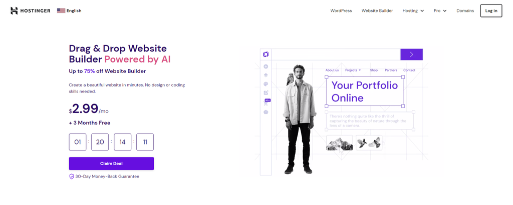Hostinger Website Builder homepage
