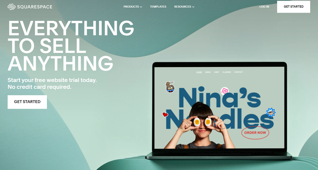 The homepage of Squarespace's website.