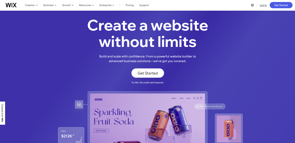 Wix homepage