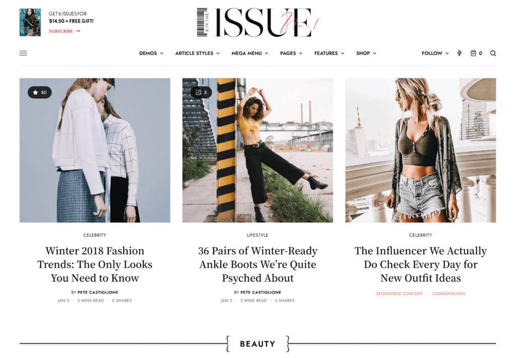 The Issue homepage