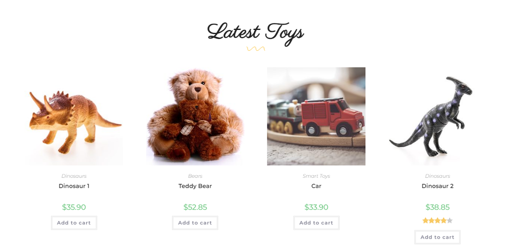 The Latest Toys product section of OceanWP's demo site