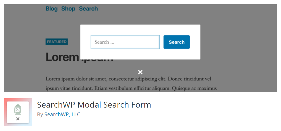 The WordPress plugin banner for SearchWP.