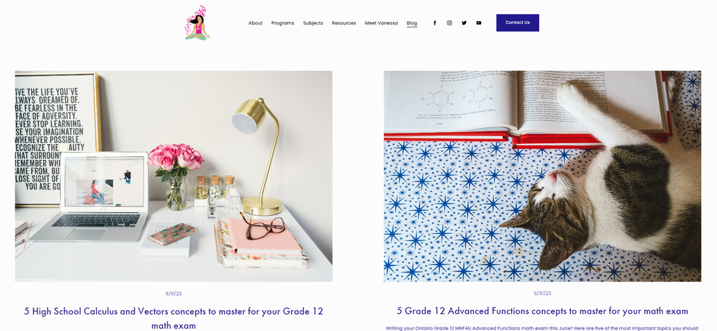 The blog section of The Math Guru website