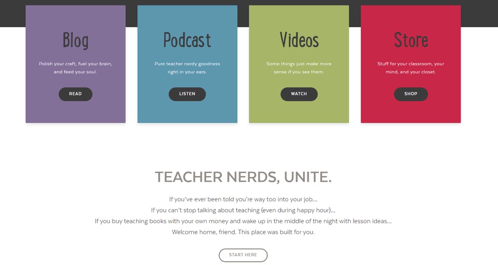 The Cult of Pedagogy homepage showing website category