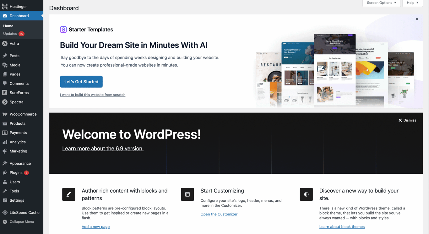 WordPress admin dashboard interface