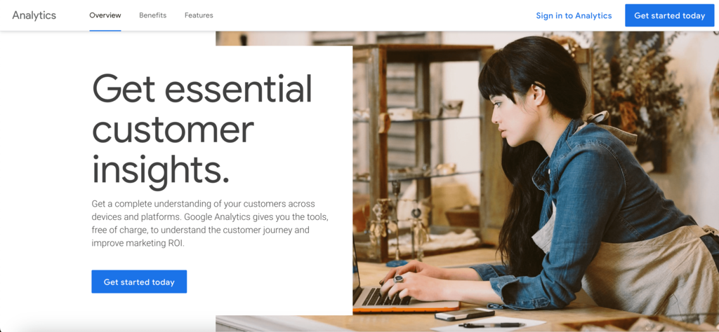 Google Analytics homepage