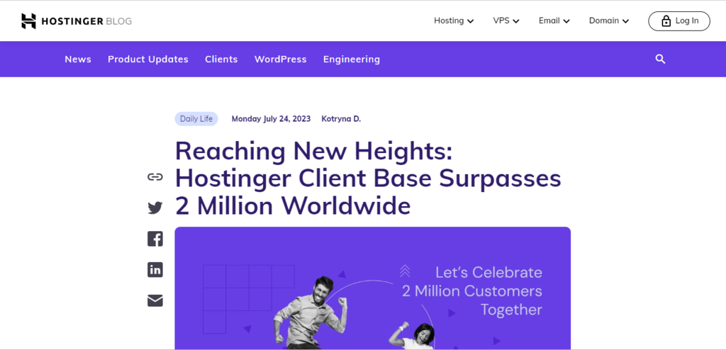 A blog post on the Hostinger Blog page
