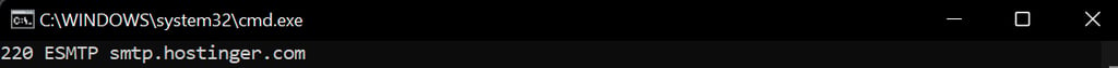 A successful 220 message on Windows' command prompt interface