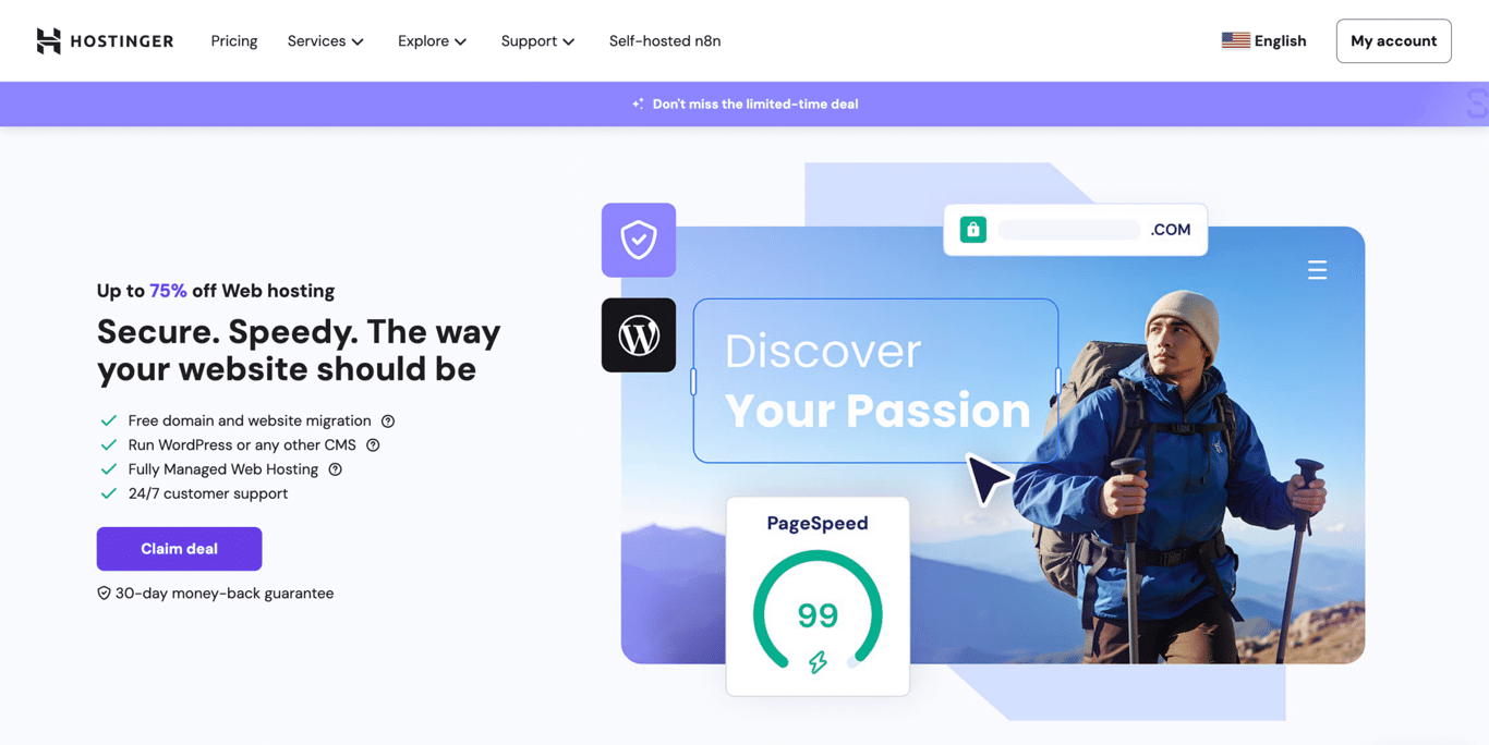 Hostinger web hosting landing page