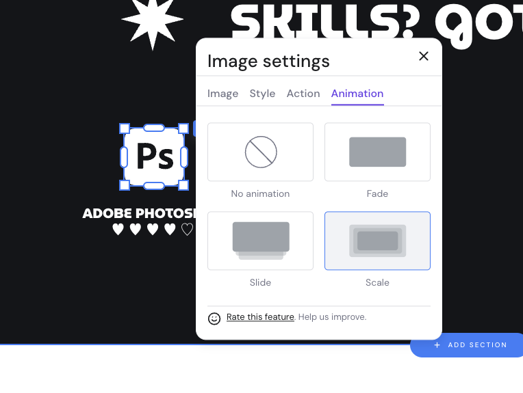 Hostinger Website Builder edit image interface