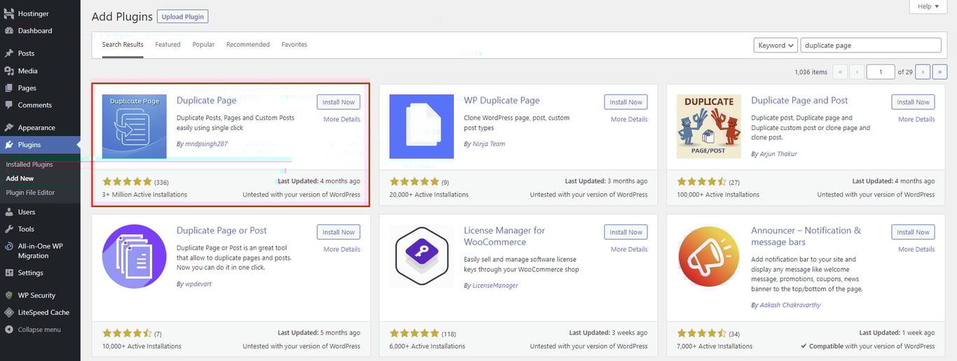 Once you've installed the plugin, navigate to the 'Plugins' section in your WordPress dashboard. You'll find the 'Duplicate Page' plugin listed there, ready for activation.