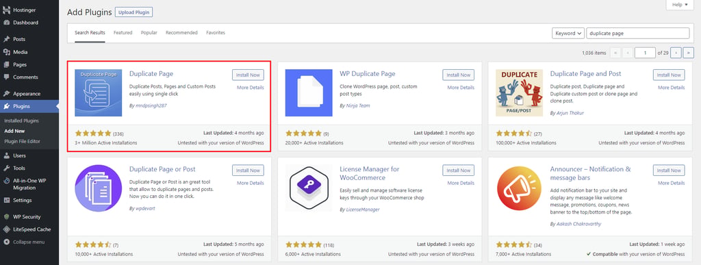 Once you've installed the plugin, navigate to the 'Plugins' section in your WordPress dashboard. You'll find the 'Duplicate Page' plugin listed there, ready for activation.