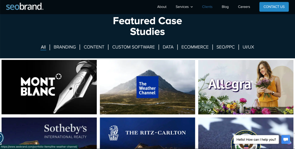 The Clients section on the SEO Brand website
