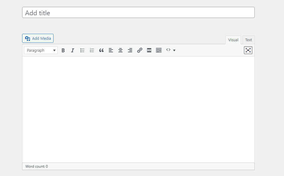 Distraction-free mode in the Classic Editor.