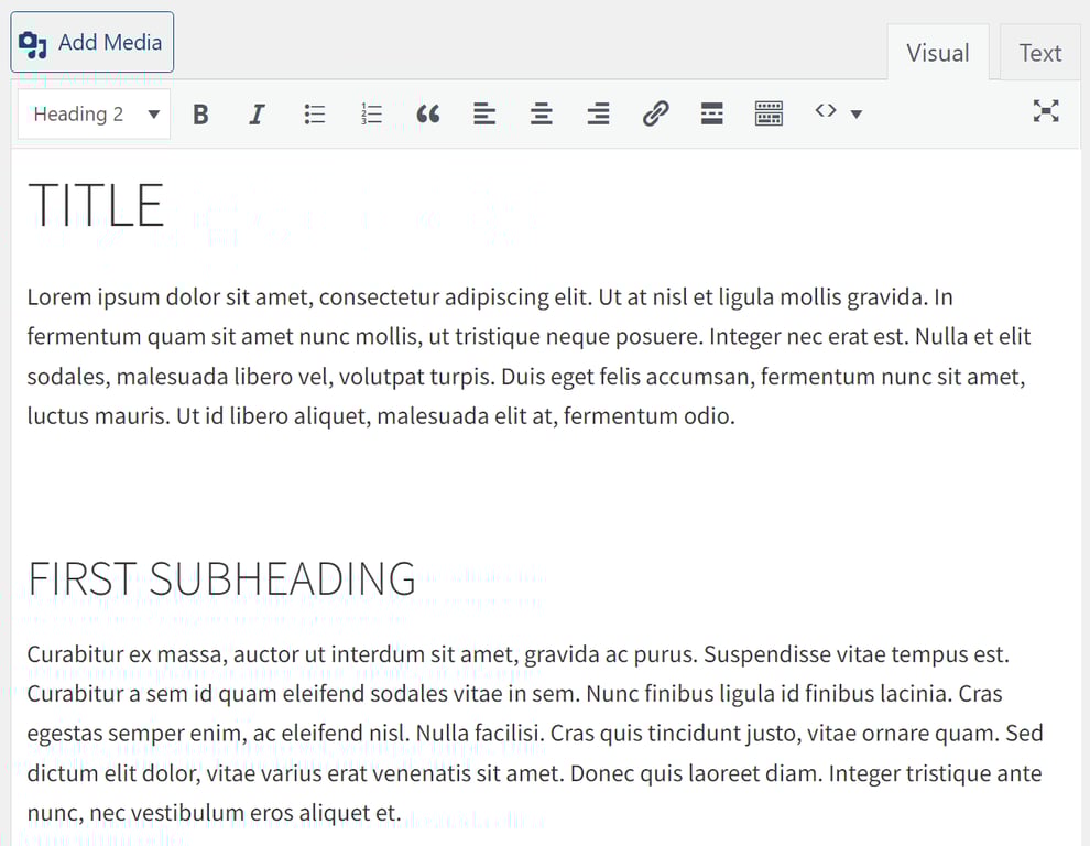 Formatting in the Classic Editor.