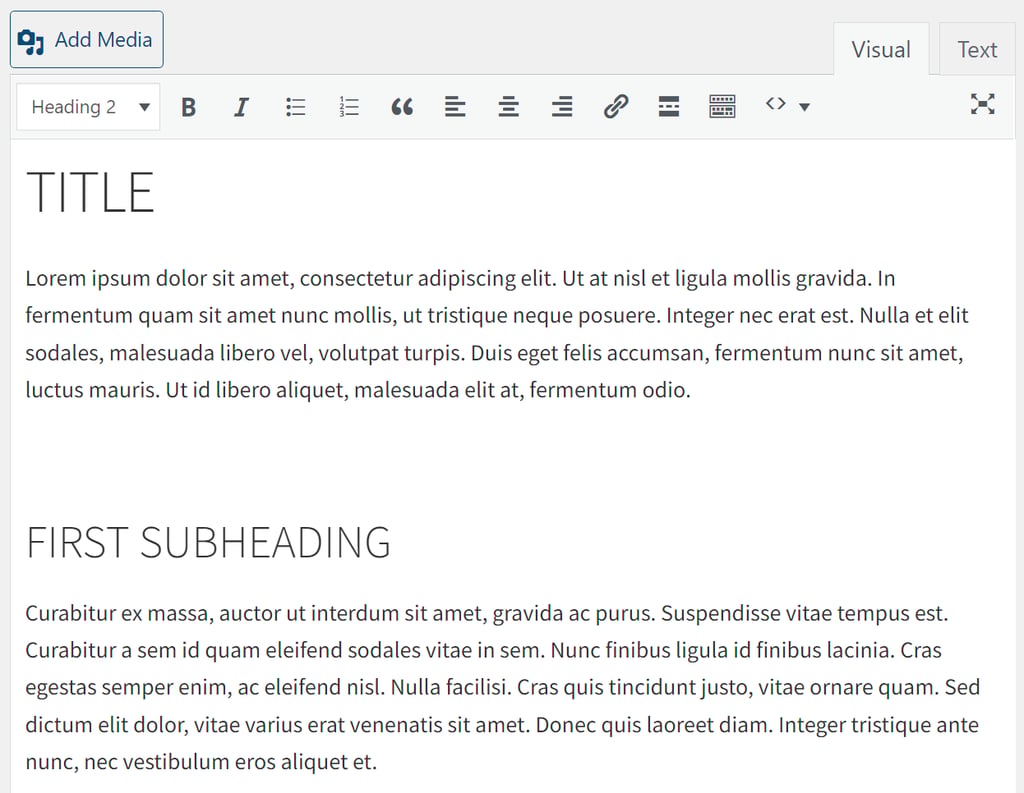 Formatting in the Classic Editor.