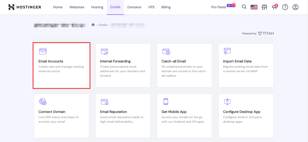 Titan email dashboard