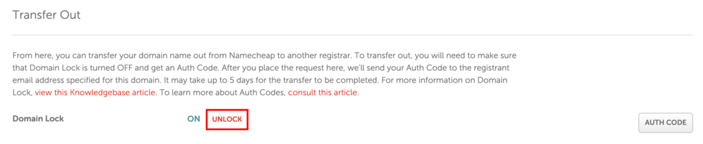 Namecheap domain lock section