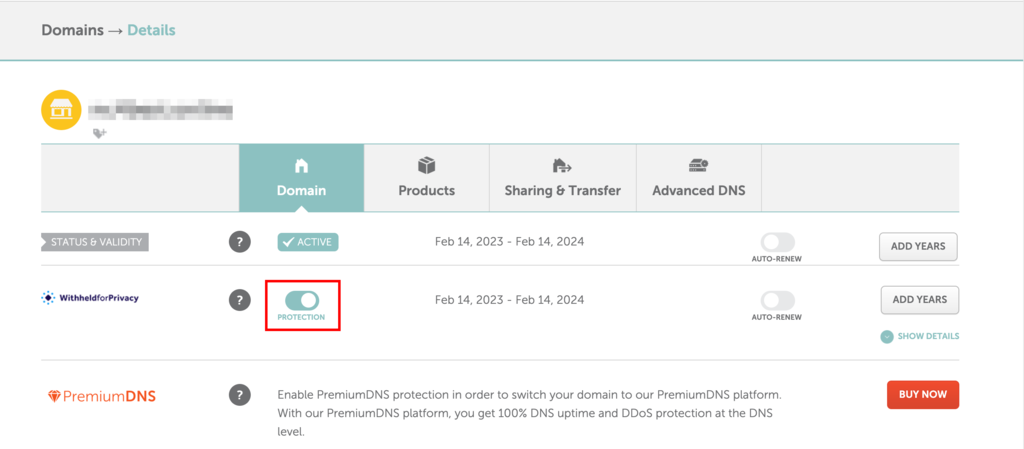 Namecheap Whois privacy option