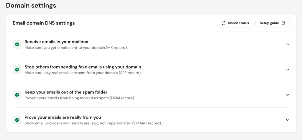 Email domain DNS settings