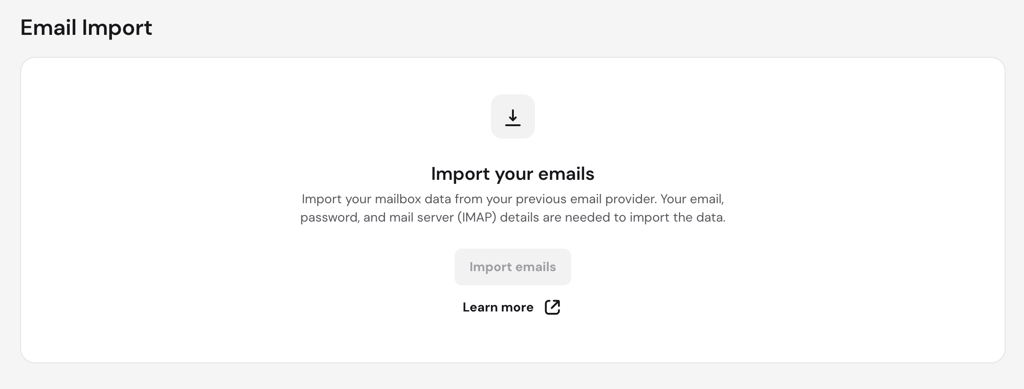 Email import settings