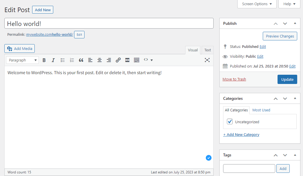 The Classic Editor interface.