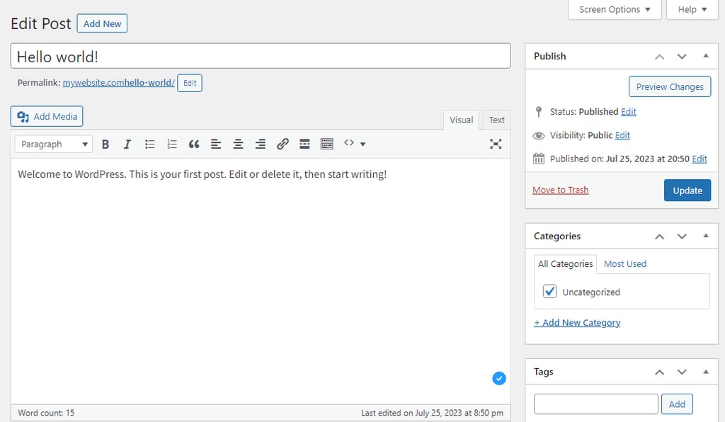 The Classic Editor interface.