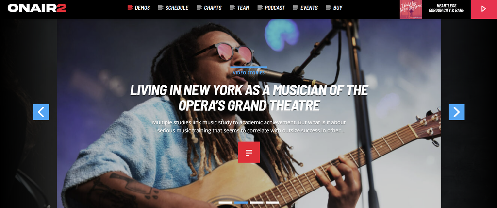 The demo page of Onair2