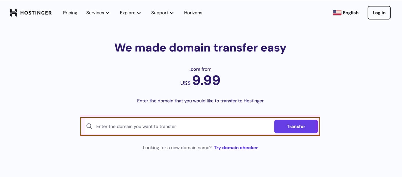 Hostinger domain transfer service