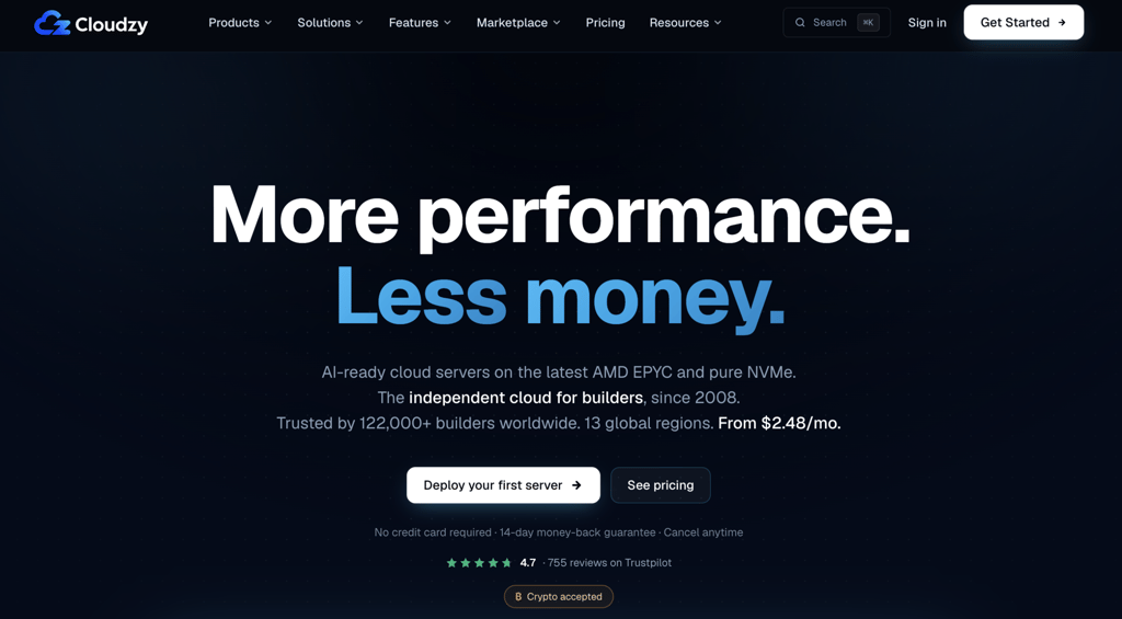 Cloudzy VPS landing page