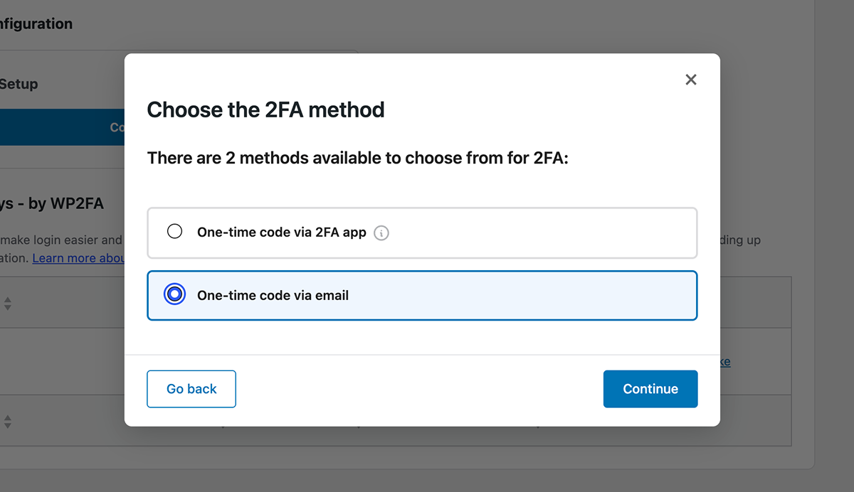 secondary method - via email