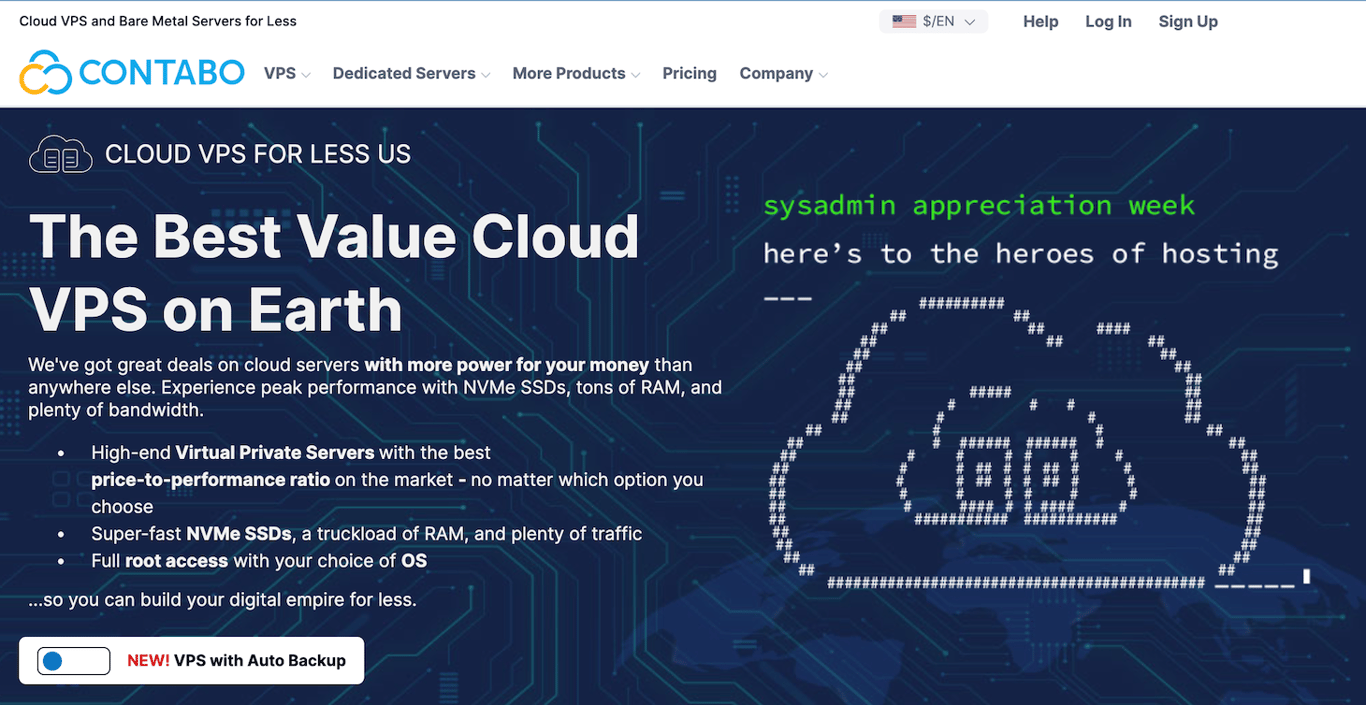 Contabo VPS hosting landing page