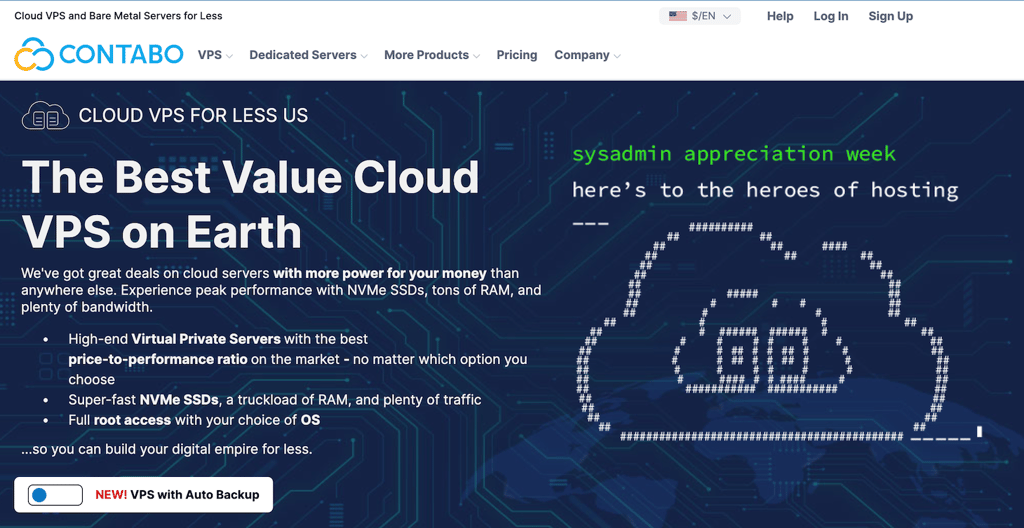 Contabo VPS hosting landing page