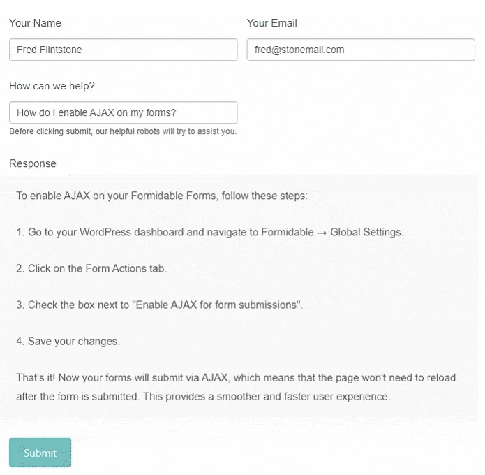 Formidable Forms AI demo