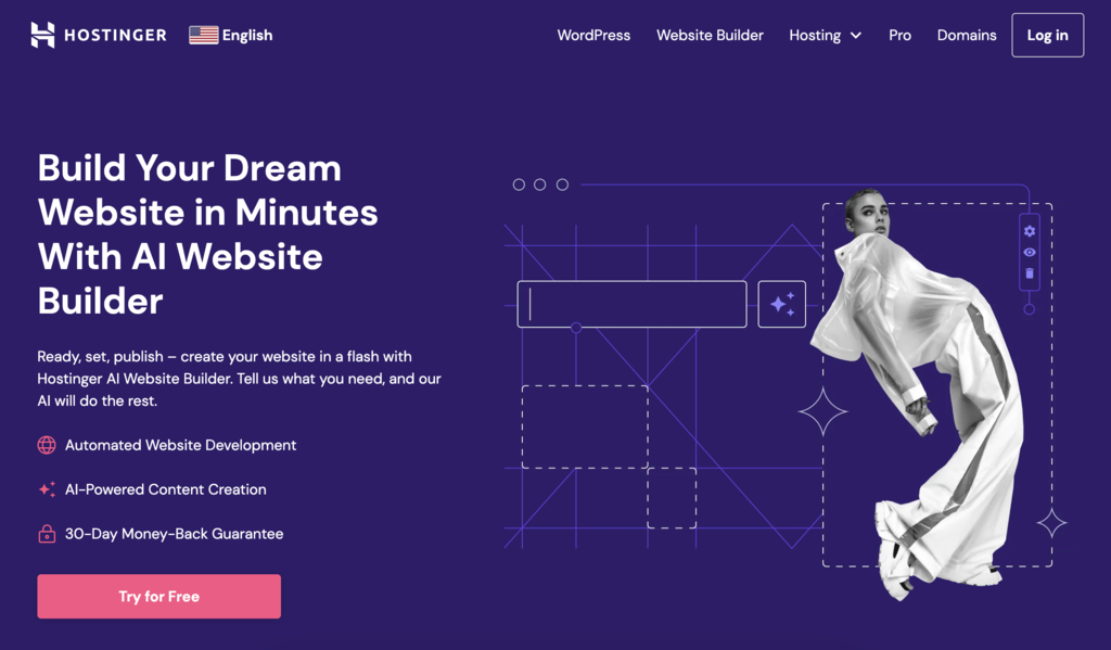 Landing page of Hostinger AI Website Builder