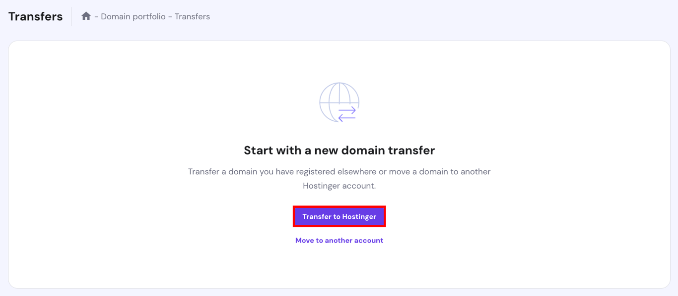 Hostinger domain transfer screen