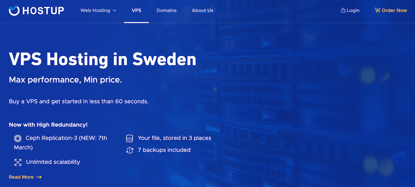 HostUp VPS hosting landing page