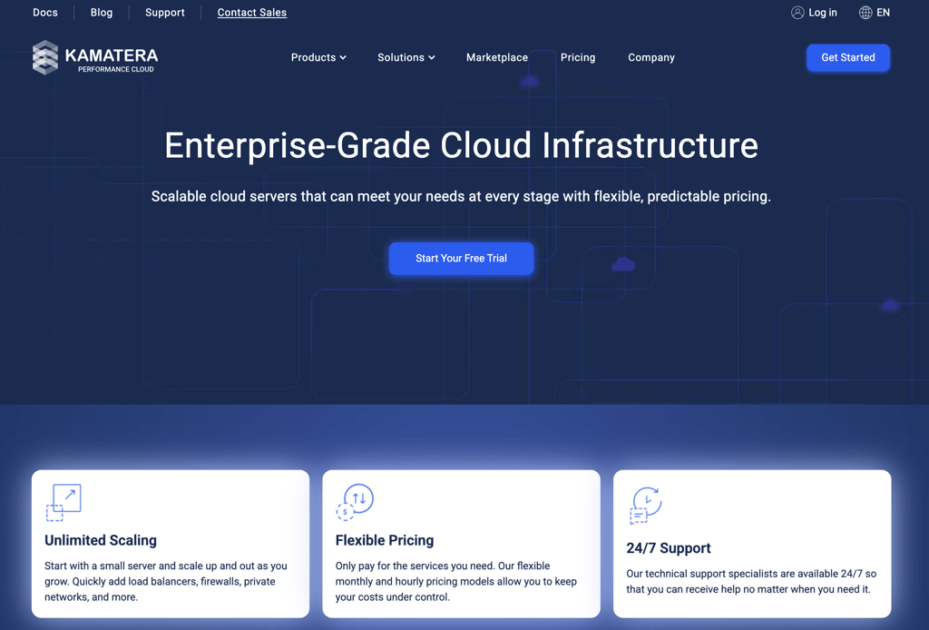 Kamatera VPS landing page