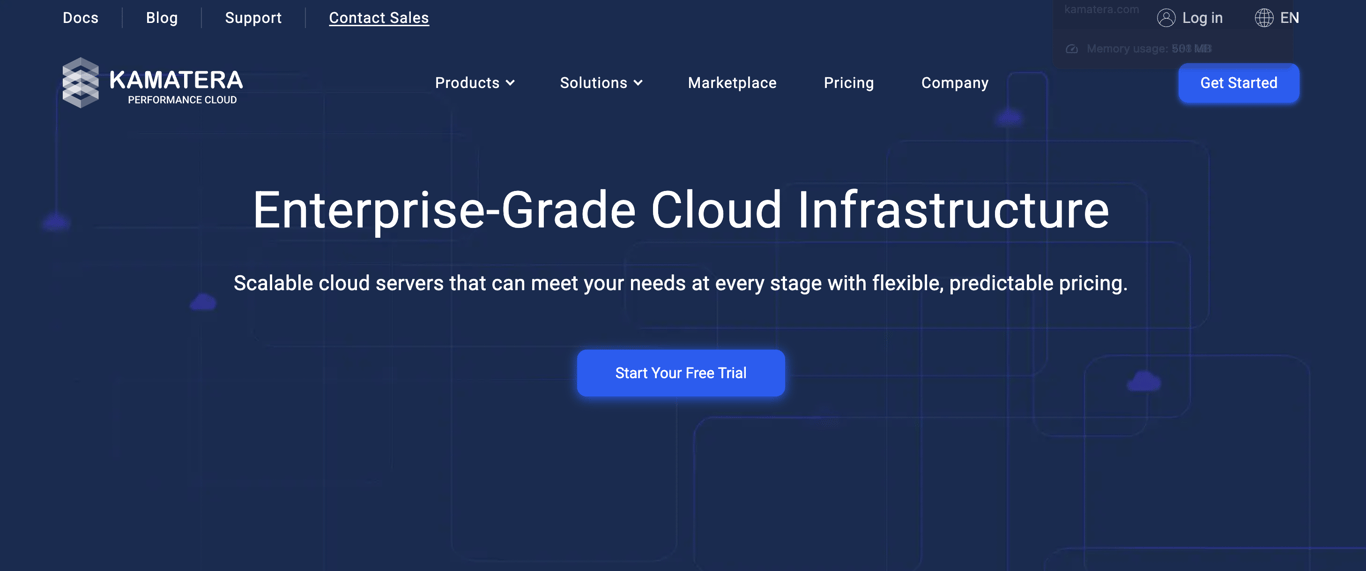 Kamatera main page
