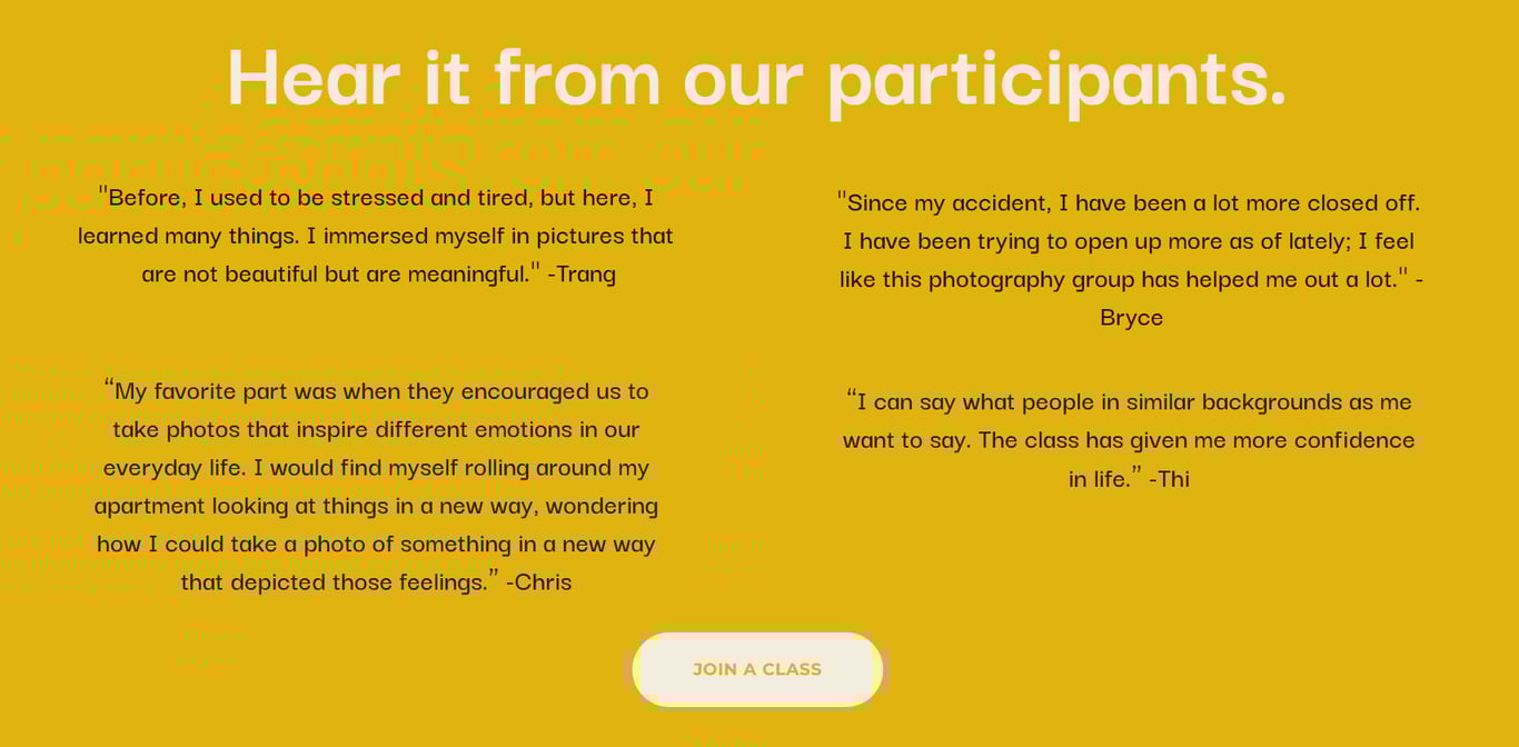 New Lens client testimonials section